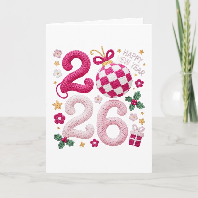 Carte Fil de crochet Bonne Année 2026 (Devant)