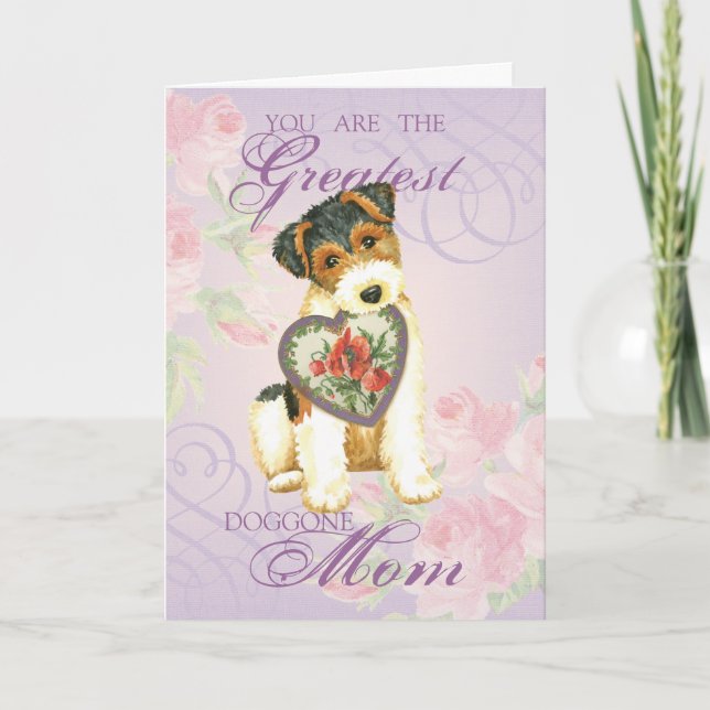 Carte Fil Fox Terrier Coeur maman (Devant)
