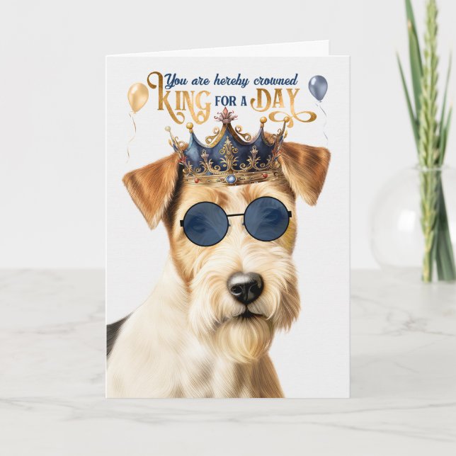 Carte Fil Fox Terrier King pour jour drôle Anniversaire (Devant)