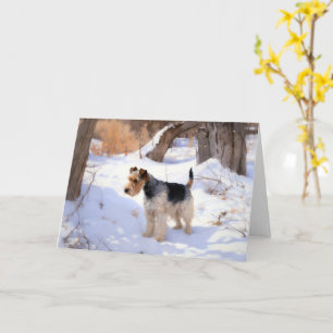 Carte Fil Fox Terrier Laisser neiger Noël