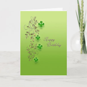 Carte Filigree d'or avec l'anniversaire des Shamrocks