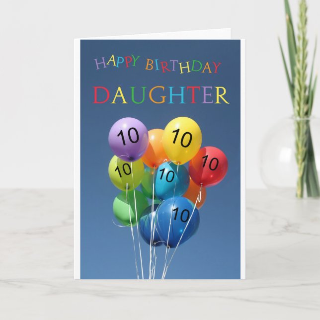 Carte Fille, 10e anniversaire heureux de ballon (Devant)