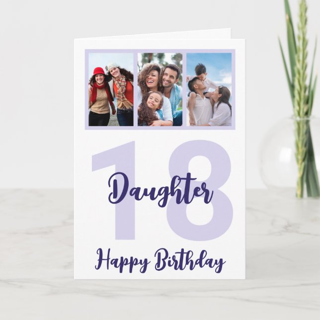 Carte Fille 18e anniversaire Purple Script photo Collage (Devant)
