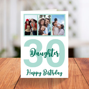 Carte Fille 30e anniversaire Script moderne Photo Collag