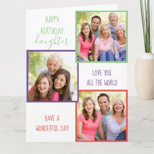 Carte Fille 3 Photo Collage Personnalise Anniversaire Zazzle Fr
