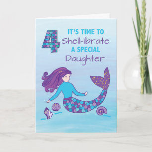 Carte Fille 4Anniversaire Sparkly Look Mermaid