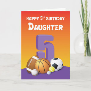 Carte Fille 5Anniversaire Sports Balls