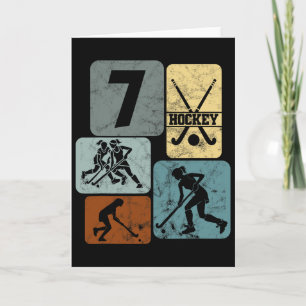 Carte Fille 7ème anniversaire Hockey sur gazon 7 ans de