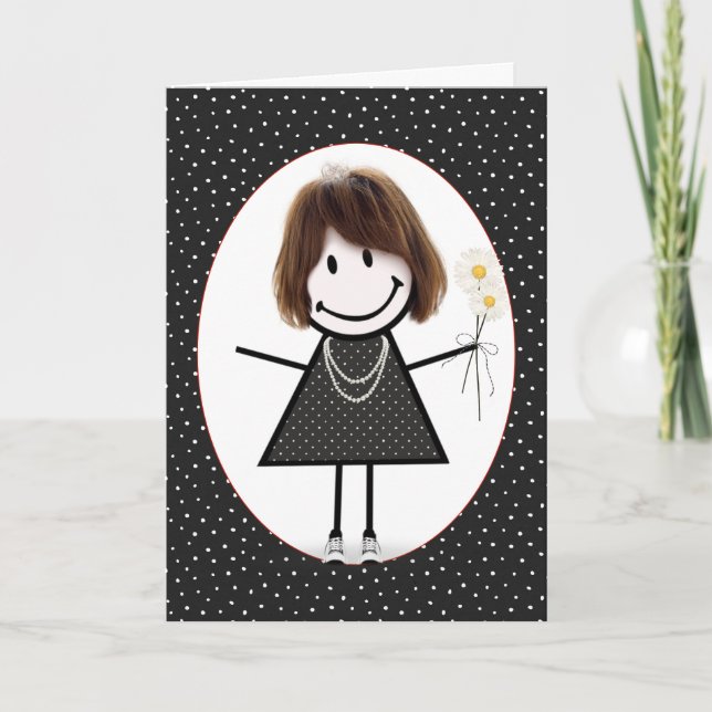 Carte Fille à bâtons d'anniversaire pour amie (Devant)