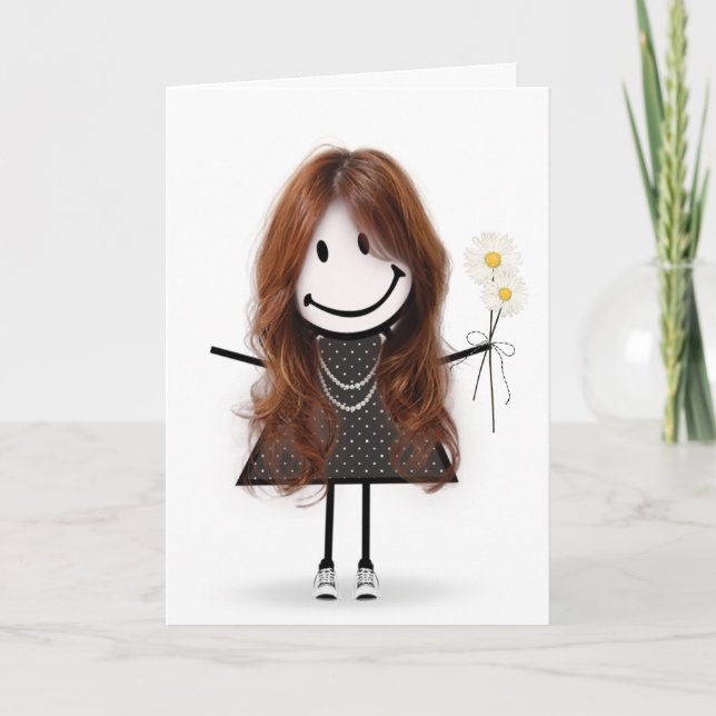 Carte Fille à bâtons pour l'anniversaire d'une amie  (Devant)