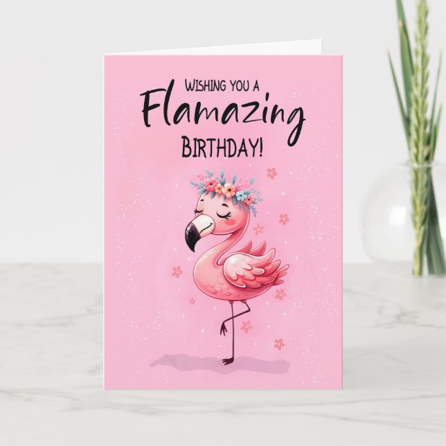 Carte Fille à l'école Anniversaire Fabuleux Flamant rose (Devant)