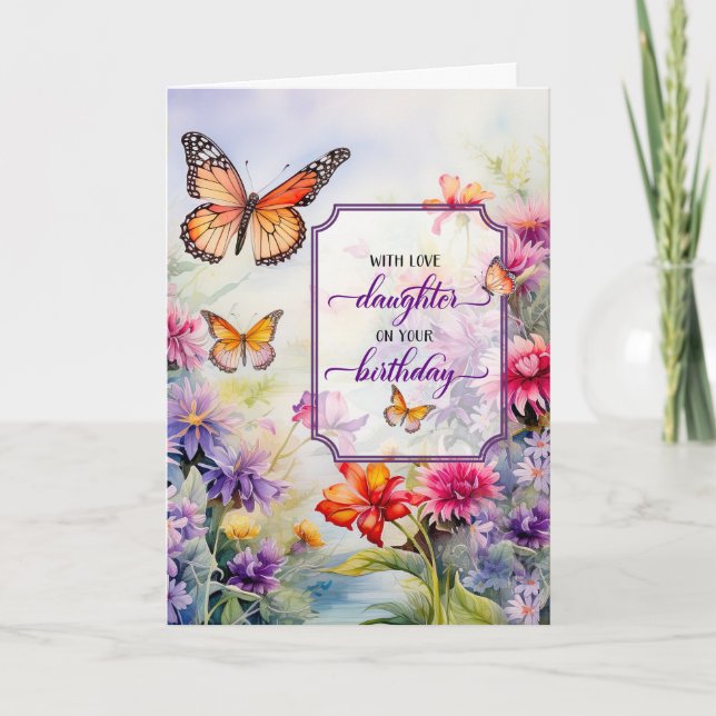 Carte Fille à son anniversaire Jardin Fleur sauvage lumi (Devant)