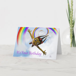 Carte Fille afro-américaine colorée Arc-en-ciel Annivers