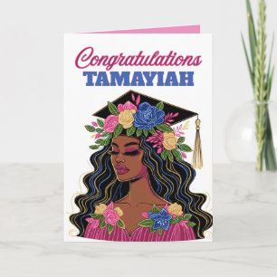 Carte Fille afro-américaine en casquette florale de remi