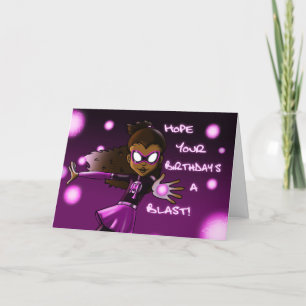 Carte Fille afro-américaine Superhero anniversaire