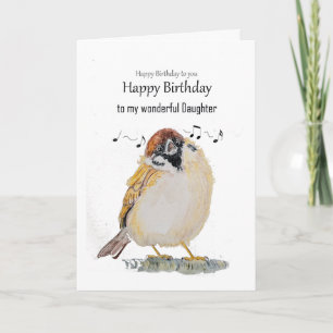 Carte Fille amusante joyeux anniversaire moineau oiseau