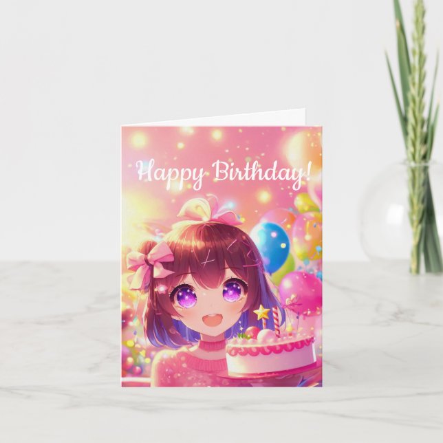 Carte Fille Anime Joyeuse fête d'anniversaire (Devant)