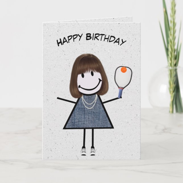Carte Fille Anniversaire Avec Pickleball Paddle (Devant)