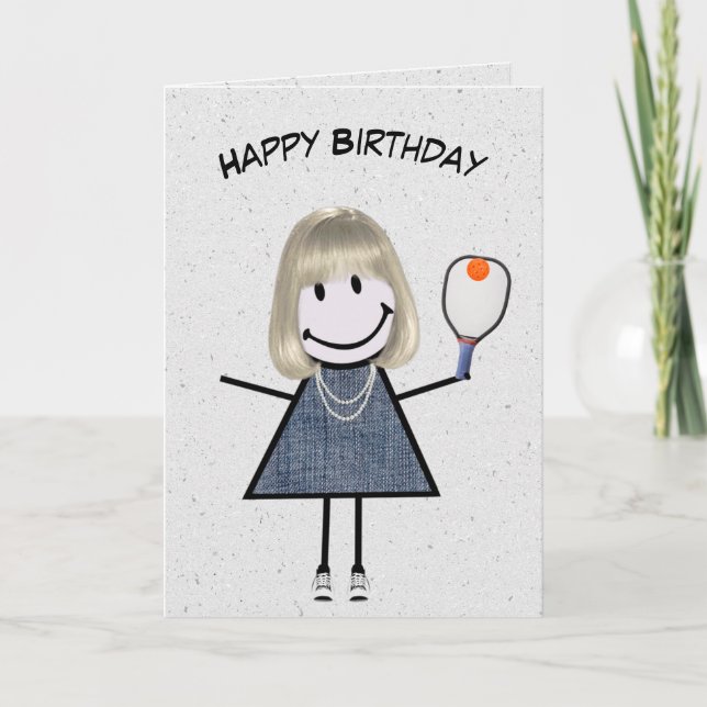 Carte Fille Anniversaire Avec Pickleball Paddle (Devant)