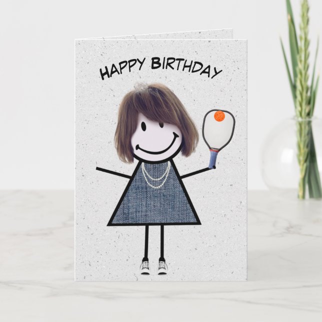 Carte Fille Anniversaire Avec Pickleball Paddle (Devant)