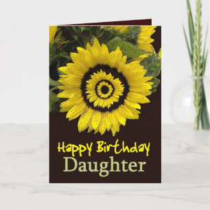 Carte FILLE Anniversaire avec Tournesol gai