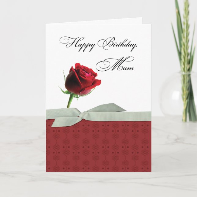 Carte Fille Anniversaire Belle Rose rouge simple (Devant)