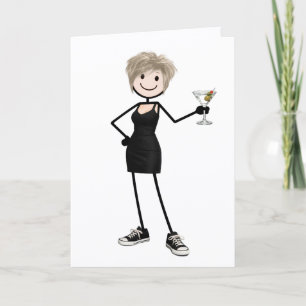 Carte Fille anniversaire dessinée avec martini