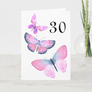 Carte Fille Anniversaire Papillon rose Aquarelle Chaque