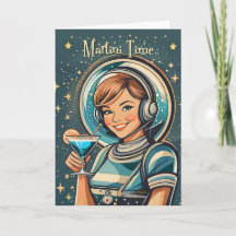 Fille Astro Rétro Futuriste Temps Martini