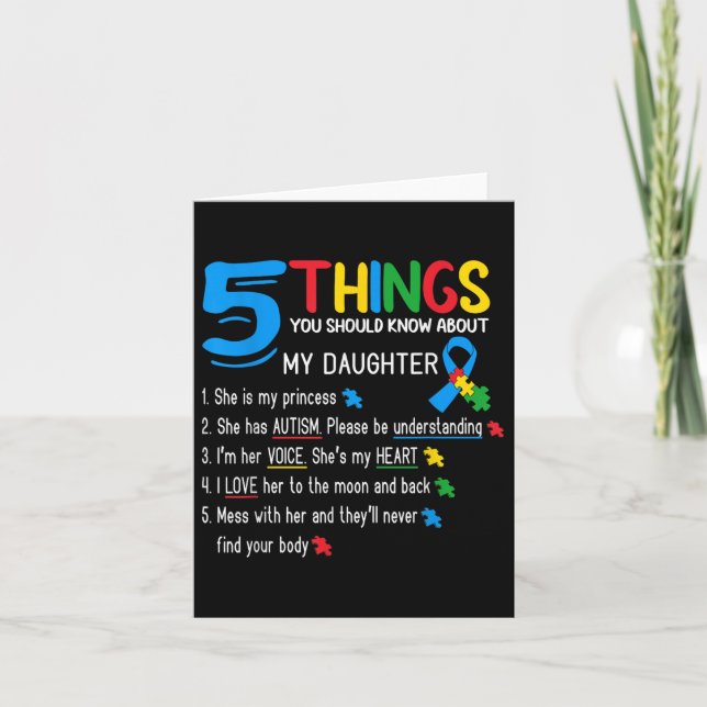 Carte Fille autistique Sensibilisation sur l'autisme Sou (Devant)