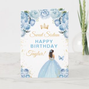 Carte Fille aux cheveux bruns bleus pour son Sweet Sixte