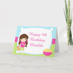 Carte Fille aux cheveux bruns soirée pyjama sommeil anni