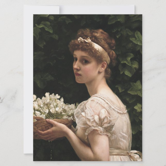 Carte Fille aux fleurs de pois (par Edward Poynter) (Devant)