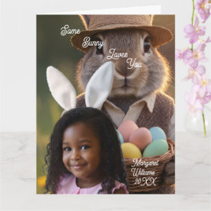 Carte Fille aux oreilles de lapin de Pâques Photo person