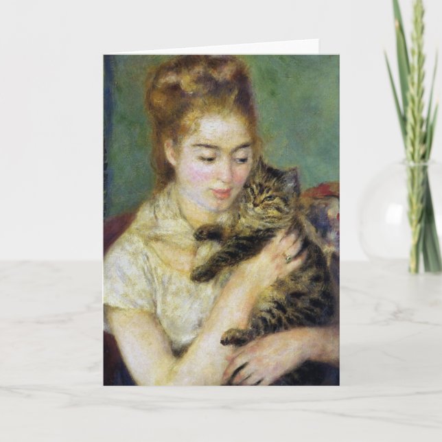 Carte Fille avec chat de Renoir (Devant)