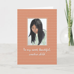 Carte Fille avec cheveux foncés Fille Anniversaire