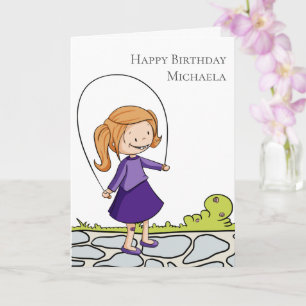 Carte Fille avec corde de saut Personnalisé Joyeux anniv