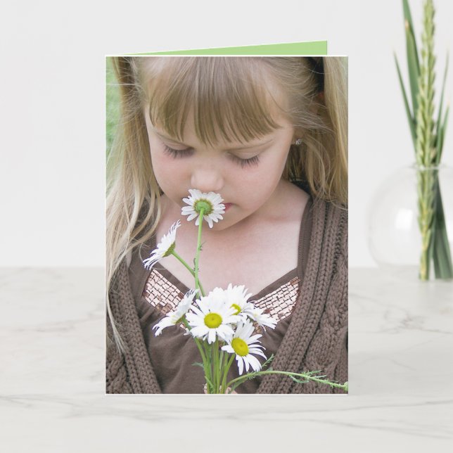 Carte Fille Avec Daisy Bouquet Card (Devant)
