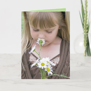 Carte Fille Avec Daisy Bouquet Card