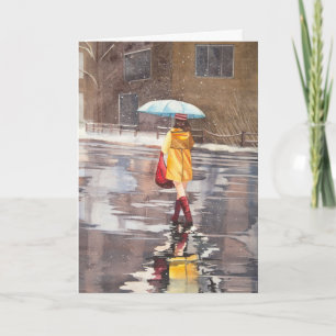 Carte Fille avec parapluie spécial