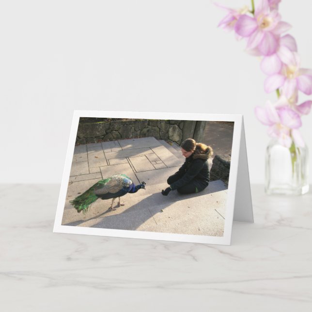 Carte Fille avec Peacock (Orchidée)