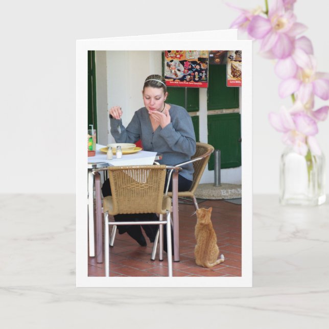 Carte Fille avec portrait de chat (Orchidée)