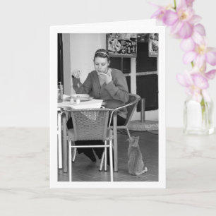 Carte Fille avec portrait de chat