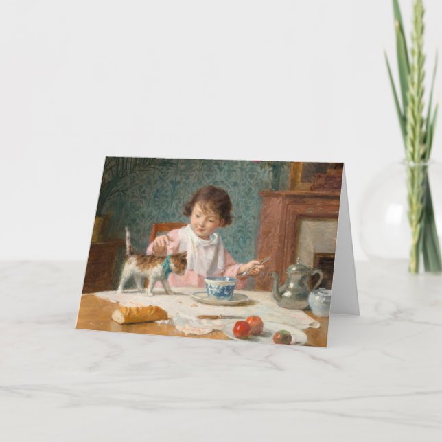 Carte Fille avec un chat | Victor Gabriel Gilbert (Devant)