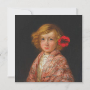 Carte Fille avec une fleur rouge dans ses cheveux