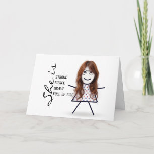 Carte Fille Bâton avec Cheveux pour l'Anniversaire de Ma