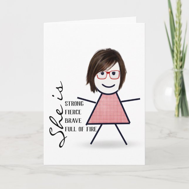 Carte Fille Bâton avec Cheveux Pour Sœur (Devant)
