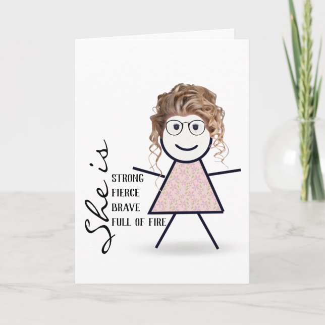 Carte Fille Bâton avec Cheveux Pour Sœur  (Devant)