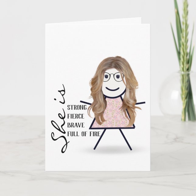 Carte Fille Bâton avec Cheveux Pour Sœur (Devant)