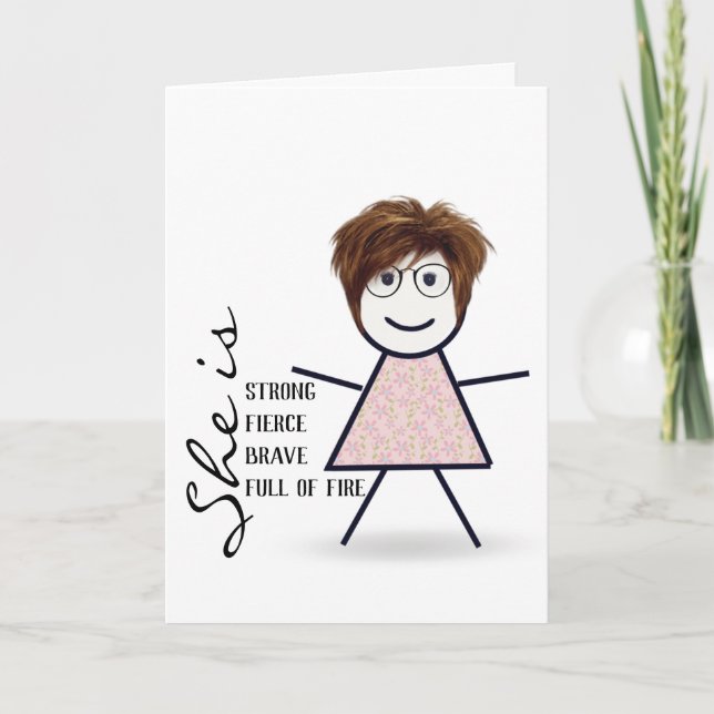 Carte Fille Bâton avec Cheveux Pour Sœur (Devant)